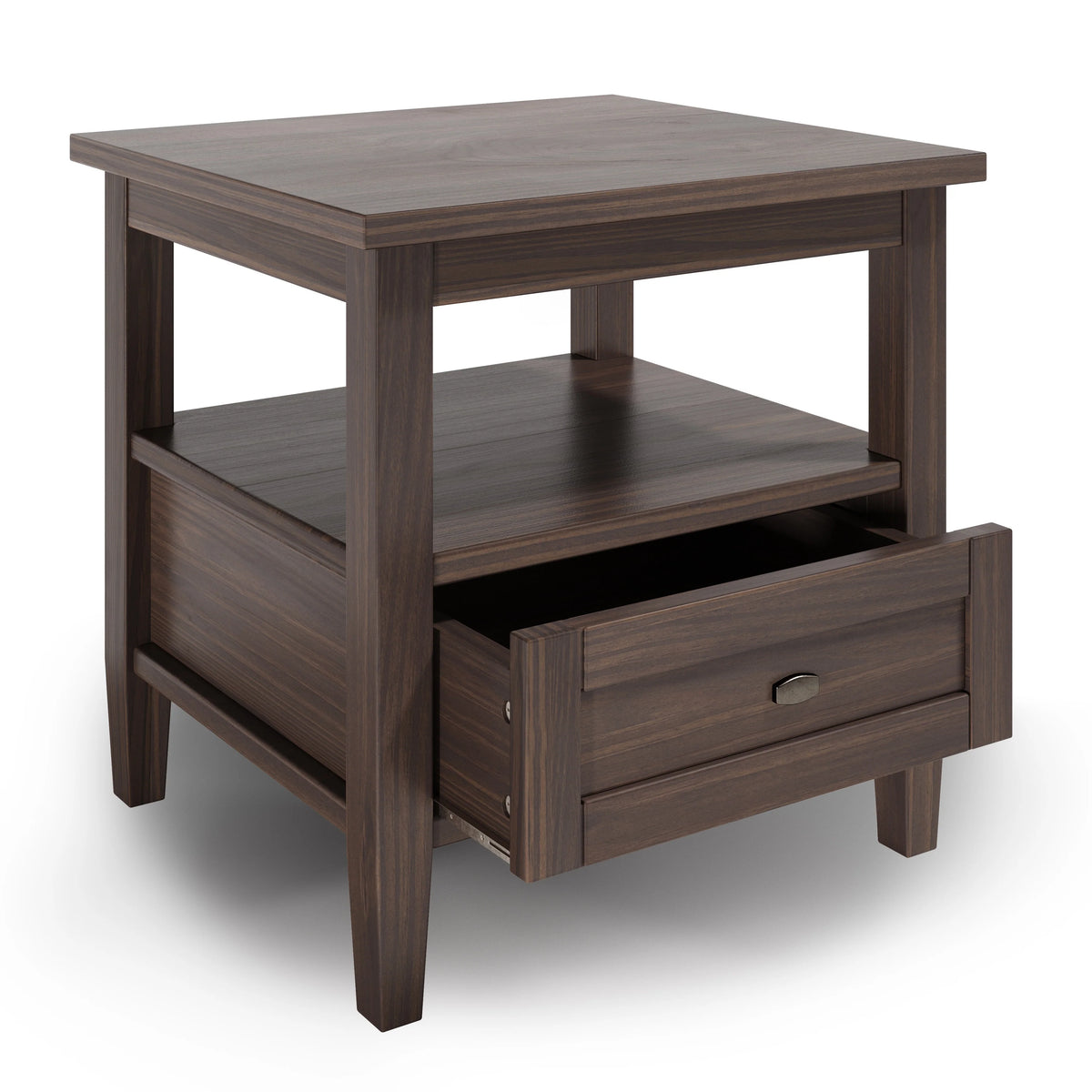20 Inch Wide Solid Wood Rectangle End Table, Transitional Side Table