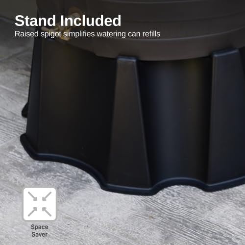 50 Gallon Rain Barrel with Brass Spigot, Large Outdoor Rainwater Collection and Storage Container for Garden