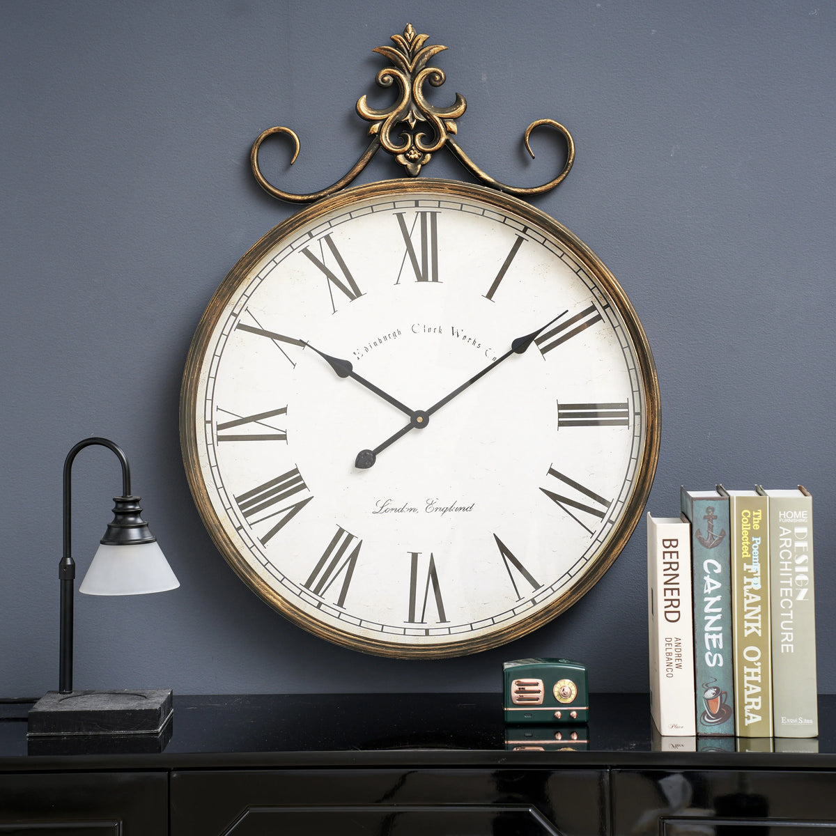 Large Antique Wall Clock, Vintage Decorative Hanging Clock for Living Room, Bedroom and Office
