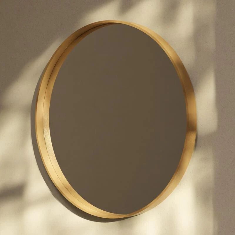 Classic Farmhouse Round Wall Mirror, Wooden Frame Decorative Accent Mirror for Living Room, Bedroom and Entryway