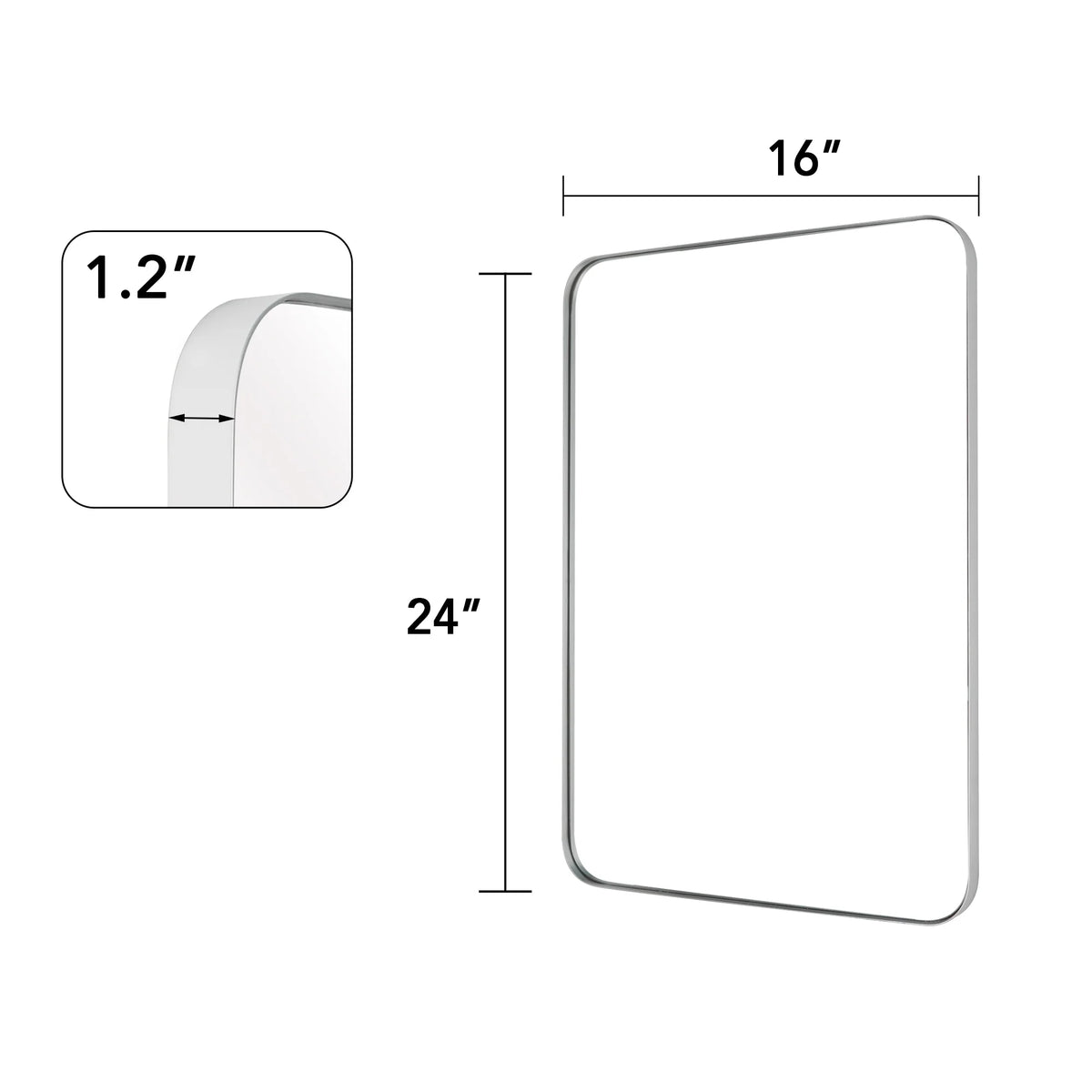 Wall Mirror Vanity Mirror, Bathroom Mirror with Rounded Corners, 1 Piece