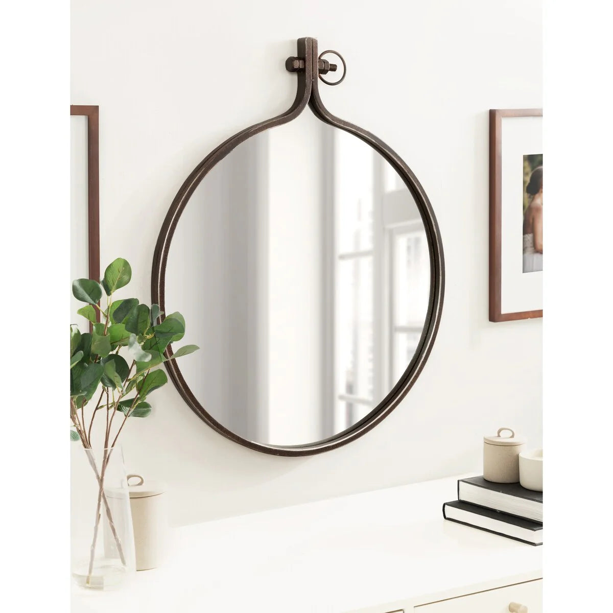 Modern Round Wall Mirror, Decorative Circular Accent Mirror for Living Room, Bedroom and Entryway