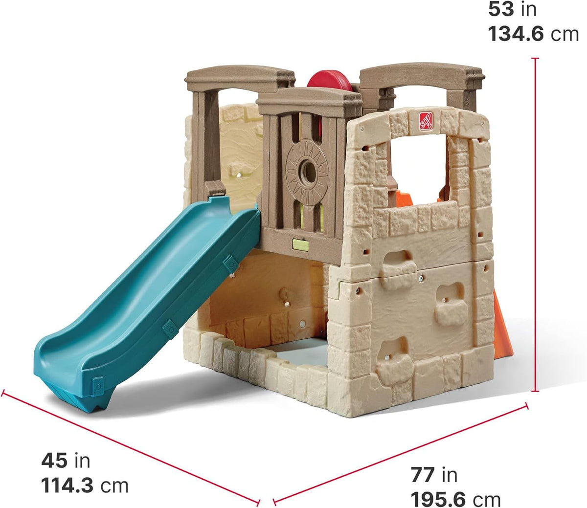 Kids Outdoor Playset with Slide & Climbing Wall, Backyard Playground Equipment for Children