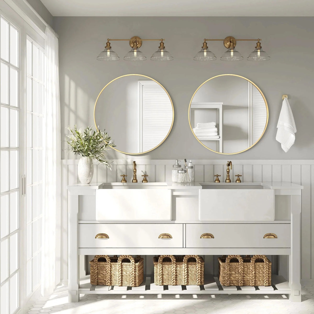 Modern Round Bathroom Vanity Mirror, Wall Mounted Circular Mirror for Bathroom, Bedroom and Home Decor