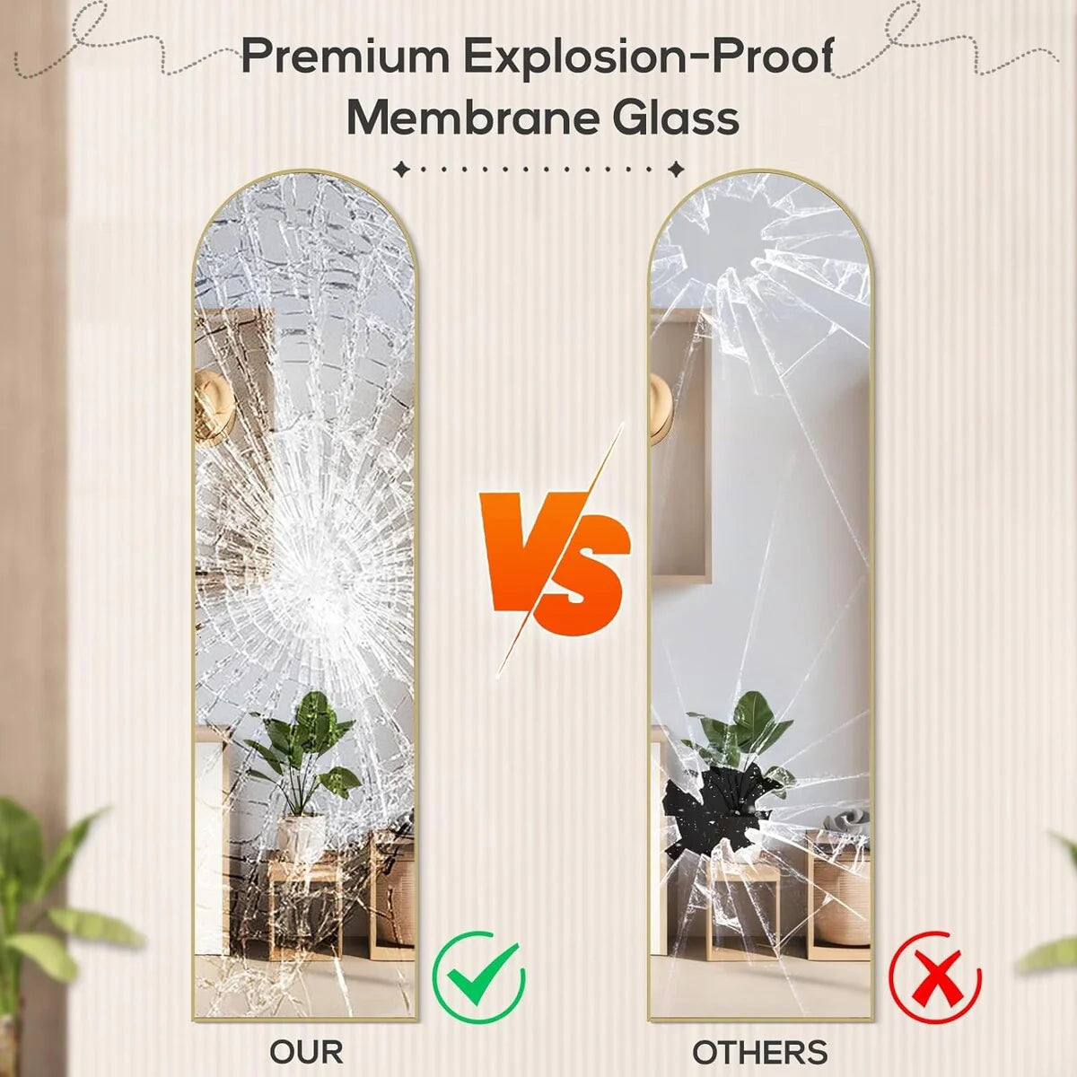 Full Length Mirror with Stand, Aluminum Alloy Frame Full Body Floor Mirror for Bedroom and Cloakroom