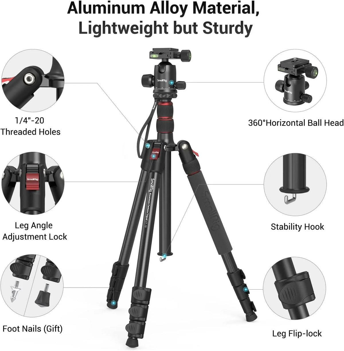 71" Foldable Aluminum Camera Tripod and Monopod, Adjustable Photography Tripod Stand for Cameras and Video