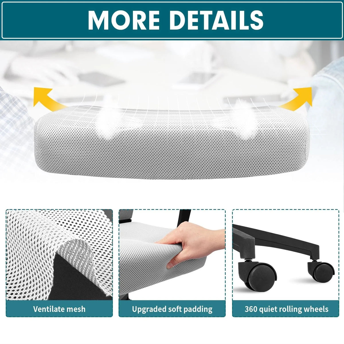 Ergonomic Mesh Office Chair with Lumbar Support, Breathable Computer Desk Chair