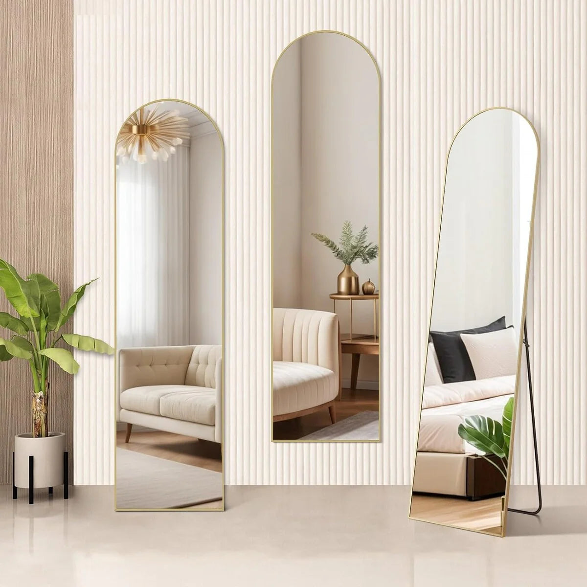 Full Length Mirror with Stand, Aluminum Alloy Frame Full Body Floor Mirror for Bedroom and Cloakroom