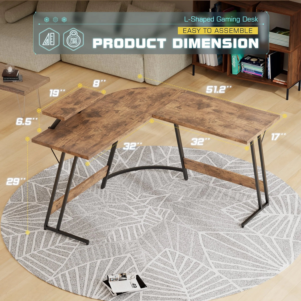 L-Shaped Gaming Desk, Computer Corner Desk and Office Writing Desk for Home