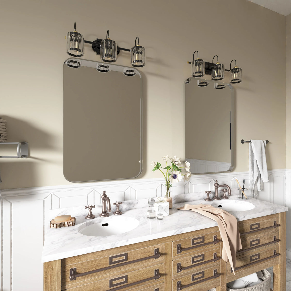 Aluminum Alloy Rounded Corner Vanity Mirror, Modern Wall Mounted Mirror for Bathroom, Bedroom and Home Decor