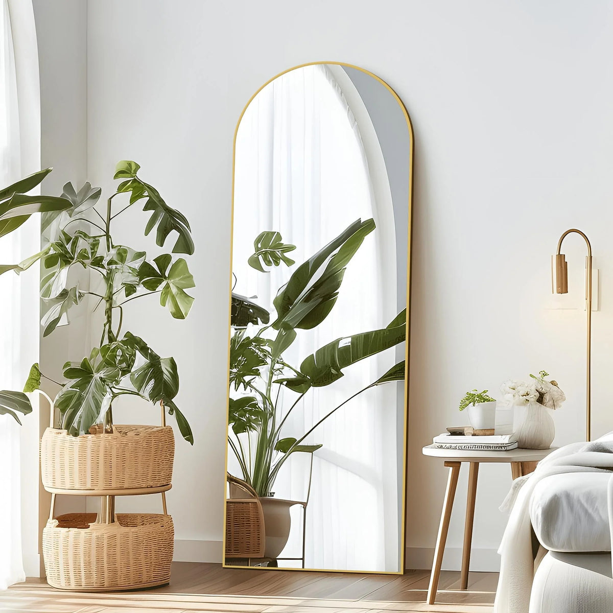Arched Full Length Floor Mirror, Large Full Body Standing and Wall Mounted Mirror for Bedroom, Living Room and Home Decor