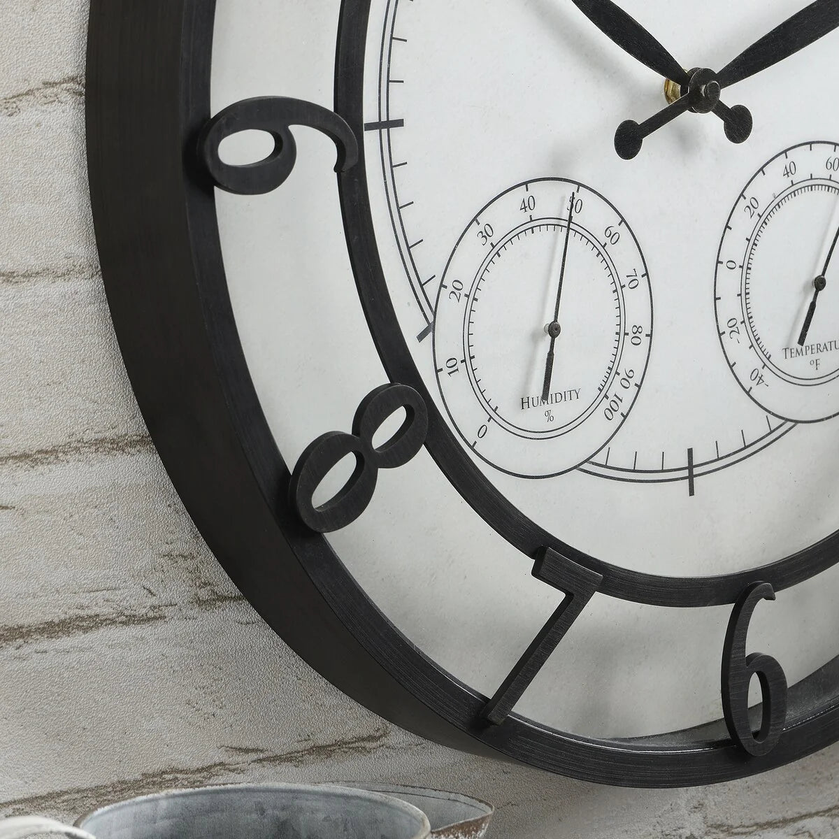 18" Bronze-Tone Outdoor Wall Clock, Weather-Resistant Plastic, Farmhouse Style