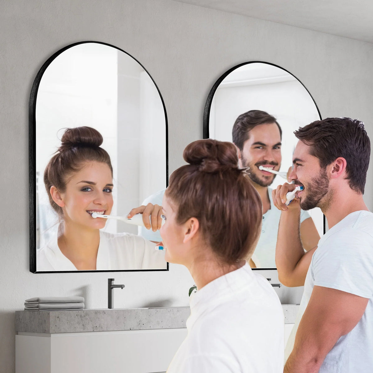 Modern Arch Aluminum Bathroom Wall Mirror, Wall Mounted Vanity Mirror for Bathroom, Bedroom and Home Decor