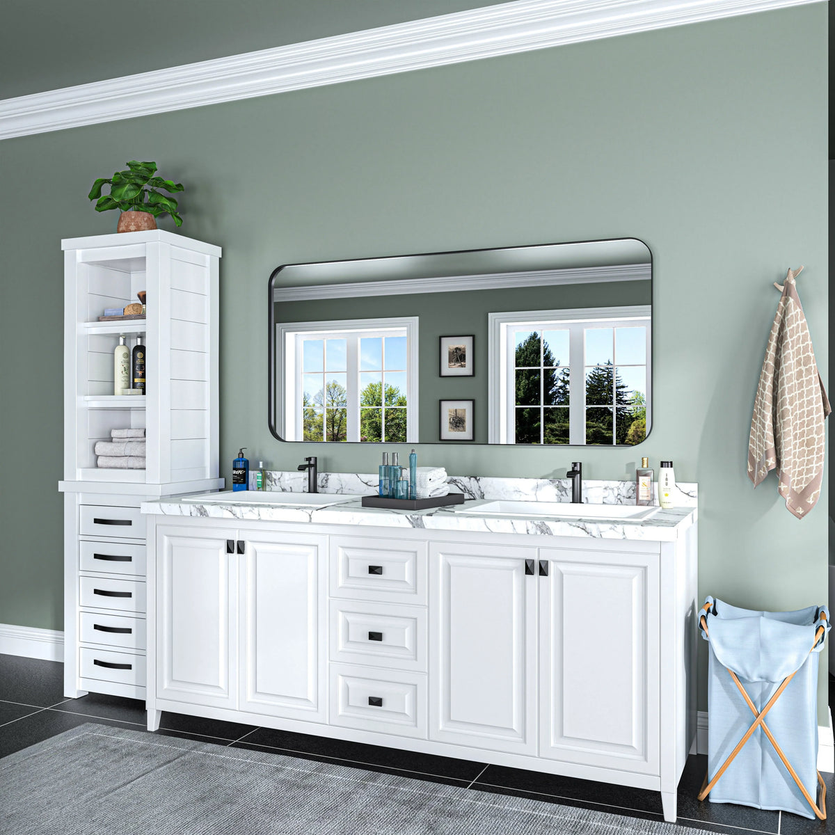 Aluminum Alloy Rounded Corner Vanity Mirror, Modern Wall Mounted Mirror for Bathroom, Bedroom and Home Decor