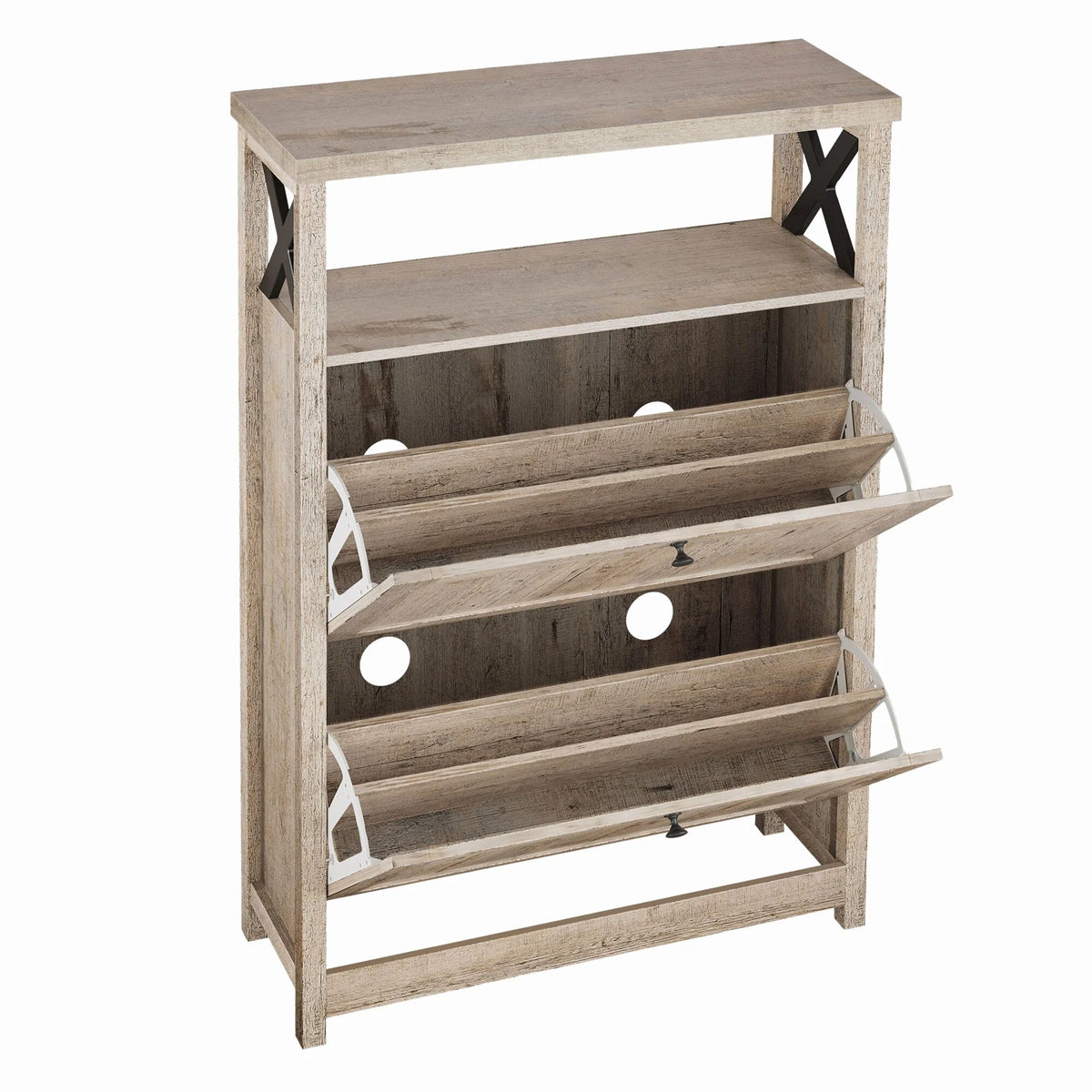 Shoe Storage Cabinet Organizer with 2 Compartments, Entryway and Hallway Shoe Cabinet