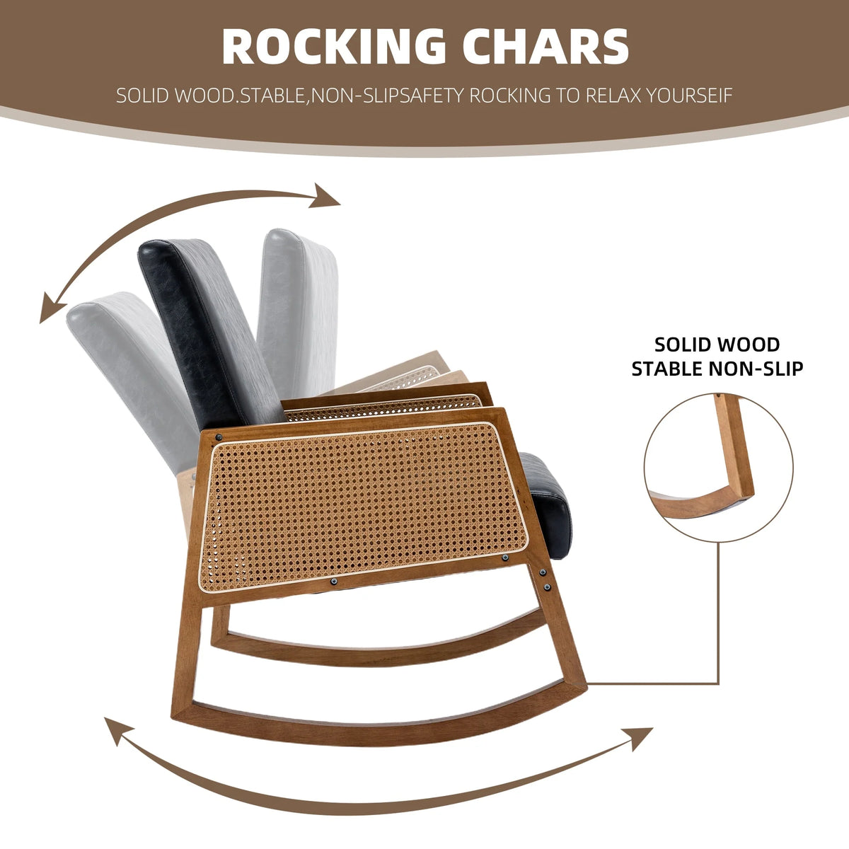 Upholstered Tall Back Rocking Chair, Smooth Gliding Accent Armchair for Comfortable Living Room Seating