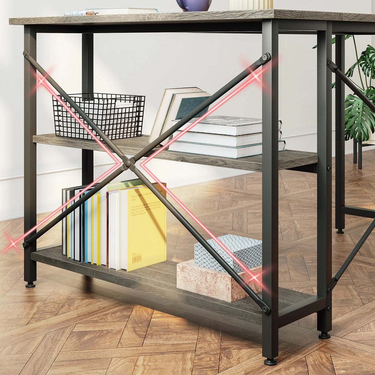 Small L Shaped Computer Desk with Storage Shelves, Compact Corner Workstation for Home Office and Study