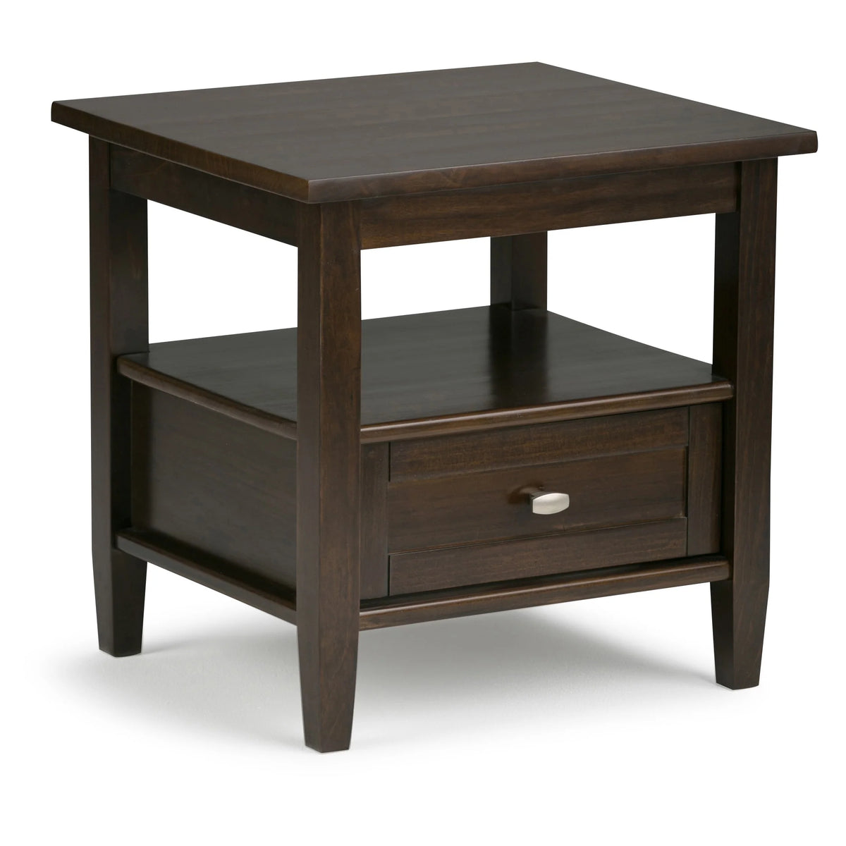 20 Inch Wide Solid Wood Rectangle End Table, Transitional Side Table