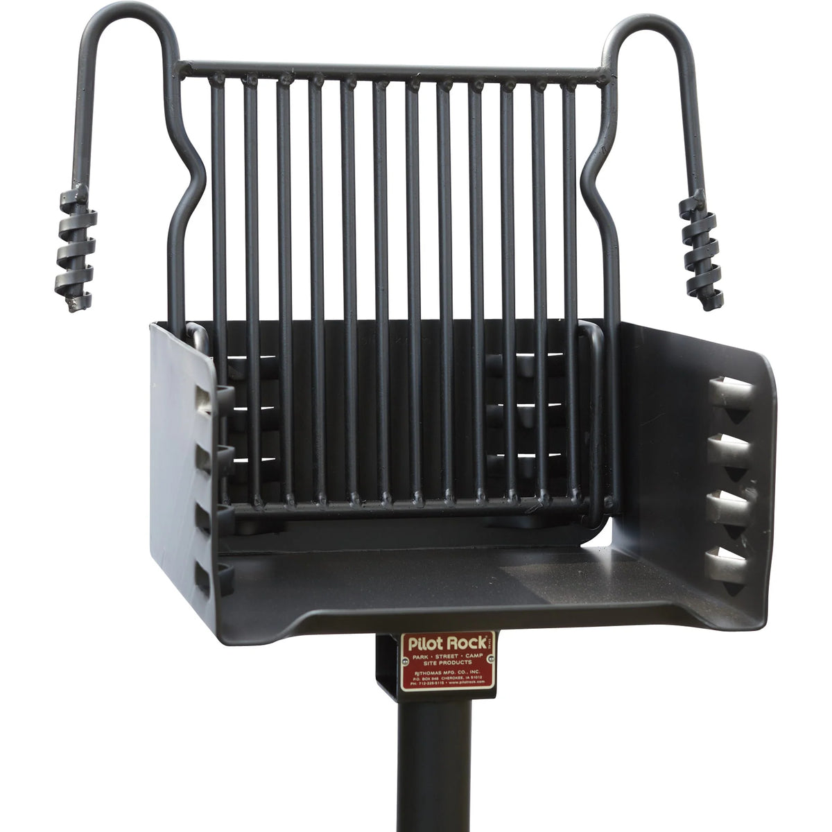 Pilot Rock Park Style Steel Outdoor BBQ Charcoal Grill and Post, Black
