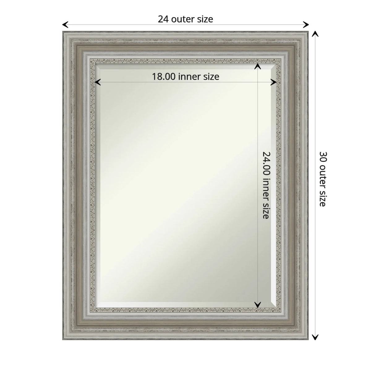 Beveled Bathroom Wall Mirror, Silver Frame Decorative Vanity Mirror for Bathroom, Bedroom and Entryway
