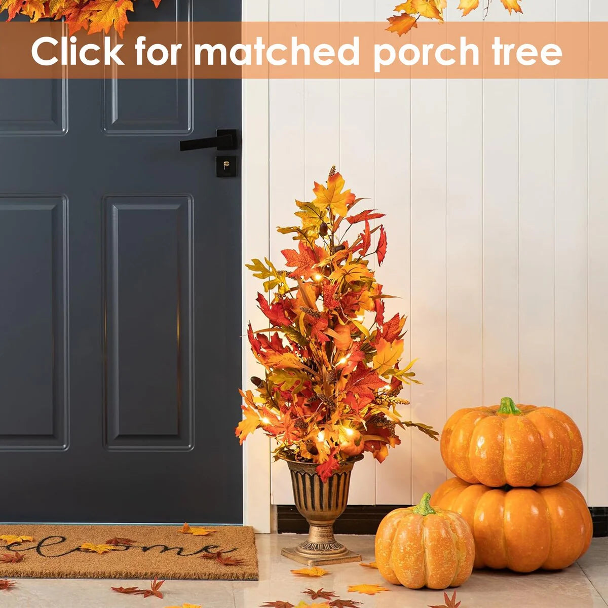 Thanksgiving LED Lighted Fall Maple Leaf Wreath and Garland - Autumn Home Decor