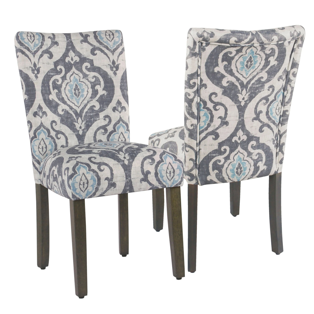 Set of 2 Upholstered Medallion Dining Chairs, Comfortable Parsons Style Chairs for Kitchen and Dining Room