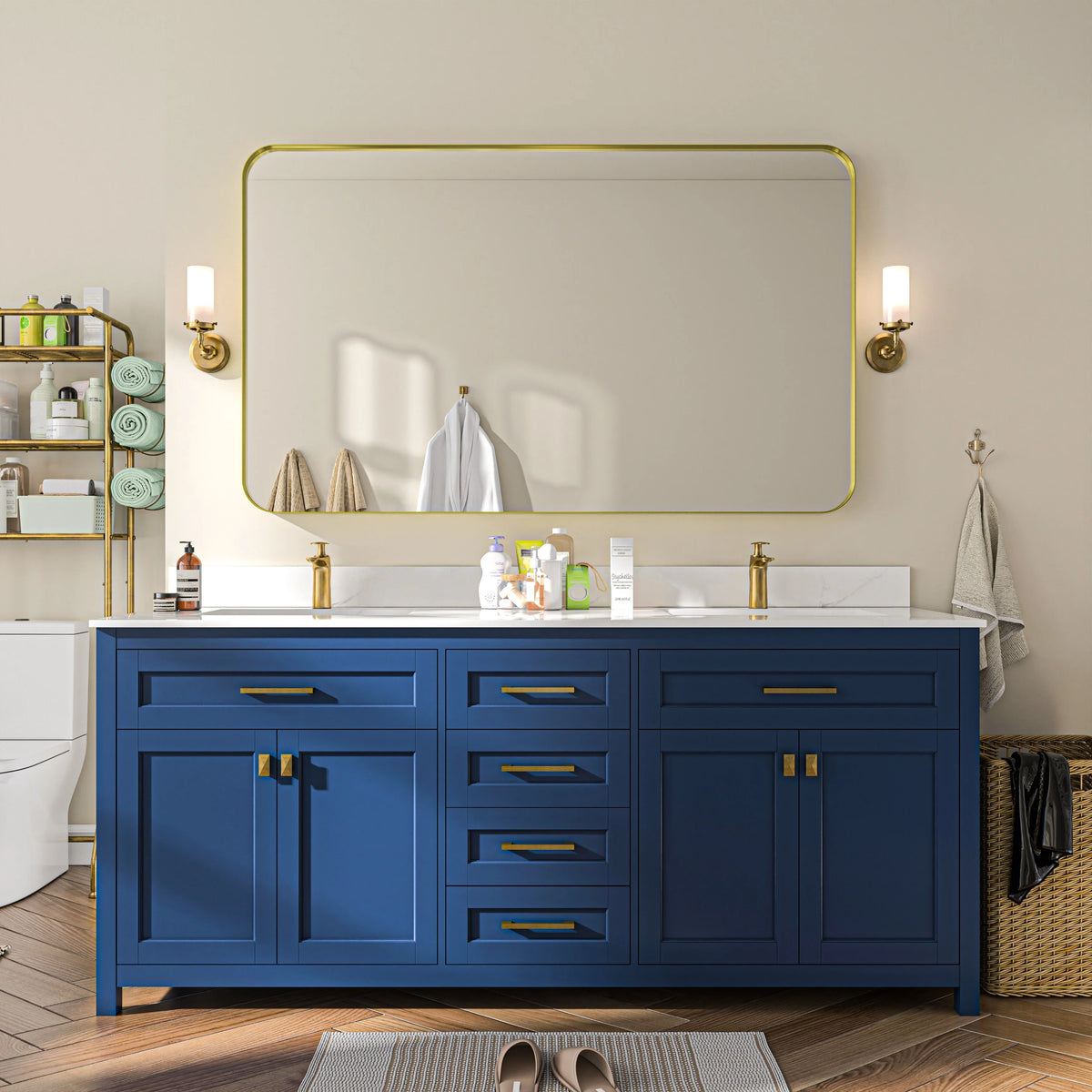 Aluminum Alloy Rounded Corner Vanity Mirror, Modern Wall Mounted Mirror for Bathroom, Bedroom and Home Decor