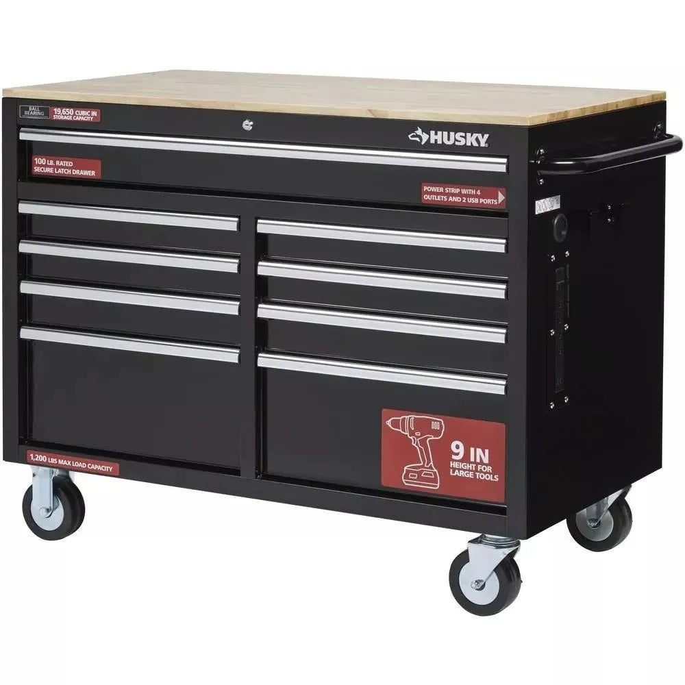 46" x 24" 9-Drawer Tool Chest �� Gloss Black Mobile Workbench