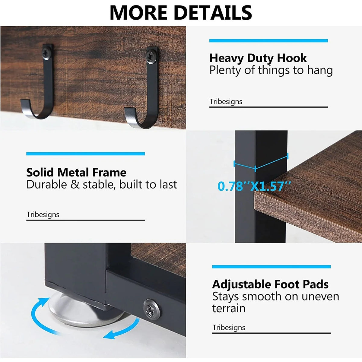 Entryway Coat Rack and Shoe Bench Set, Industrial Hall Tree with Coat and Shoe Storage