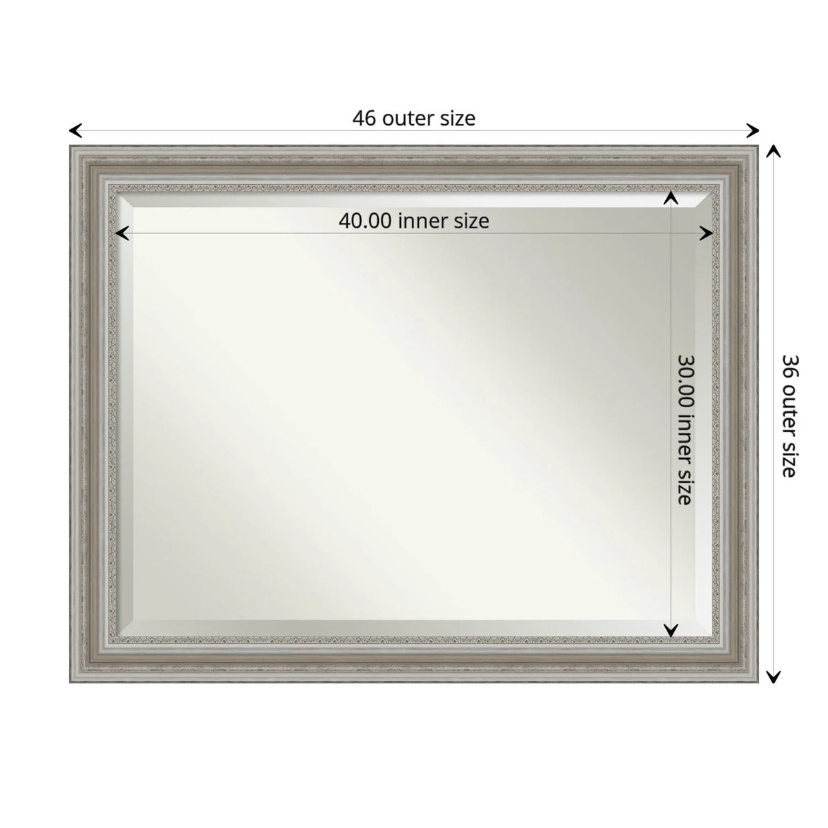 Beveled Bathroom Wall Mirror, Silver Frame Decorative Vanity Mirror for Bathroom, Bedroom and Entryway