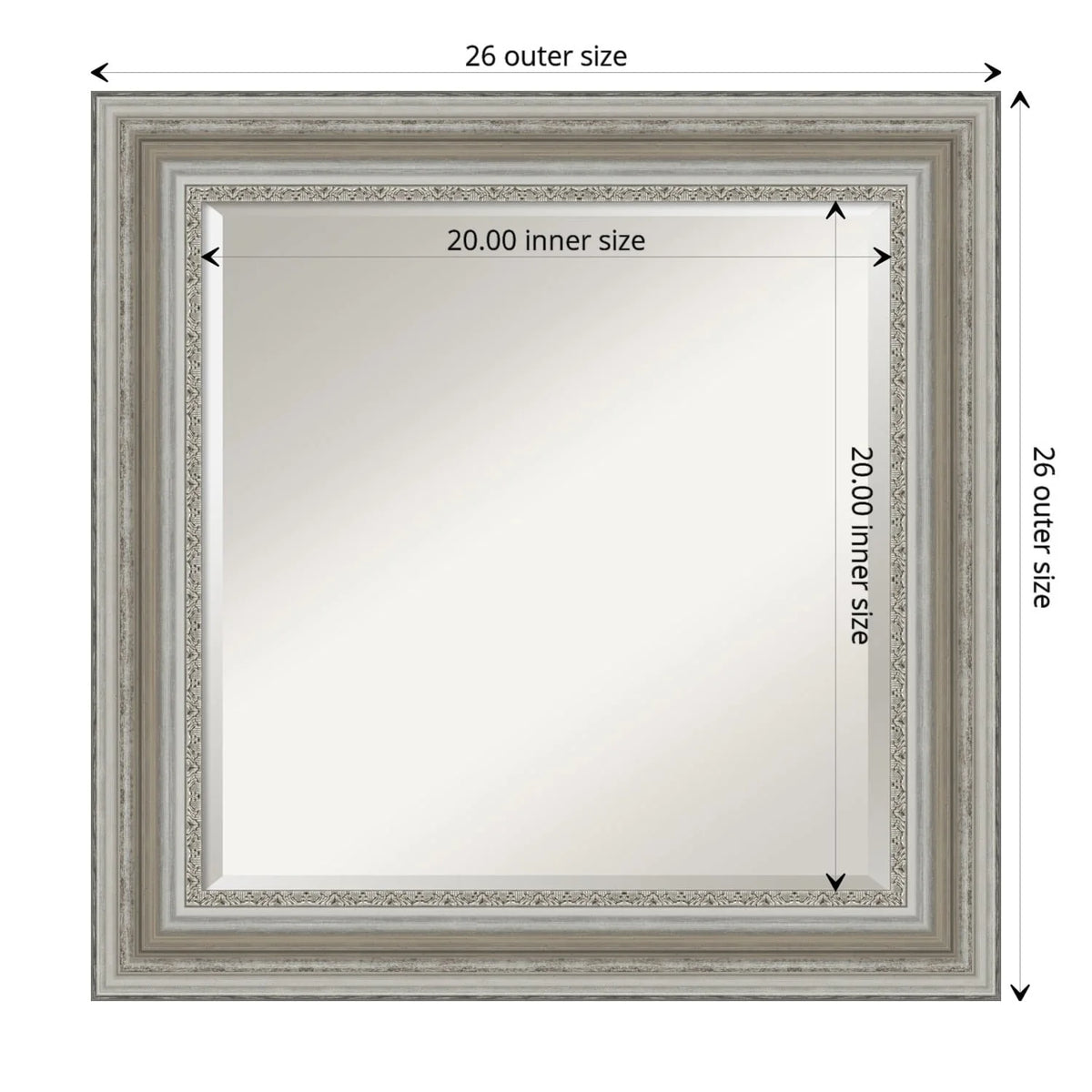 Beveled Bathroom Wall Mirror, Silver Frame Decorative Vanity Mirror for Bathroom, Bedroom and Entryway