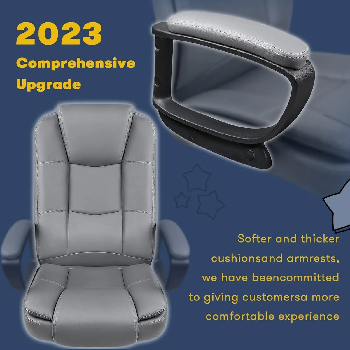 Big and Tall Executive Office Chair, High Back Ergonomic Leather Chair, 400 lb Capacity