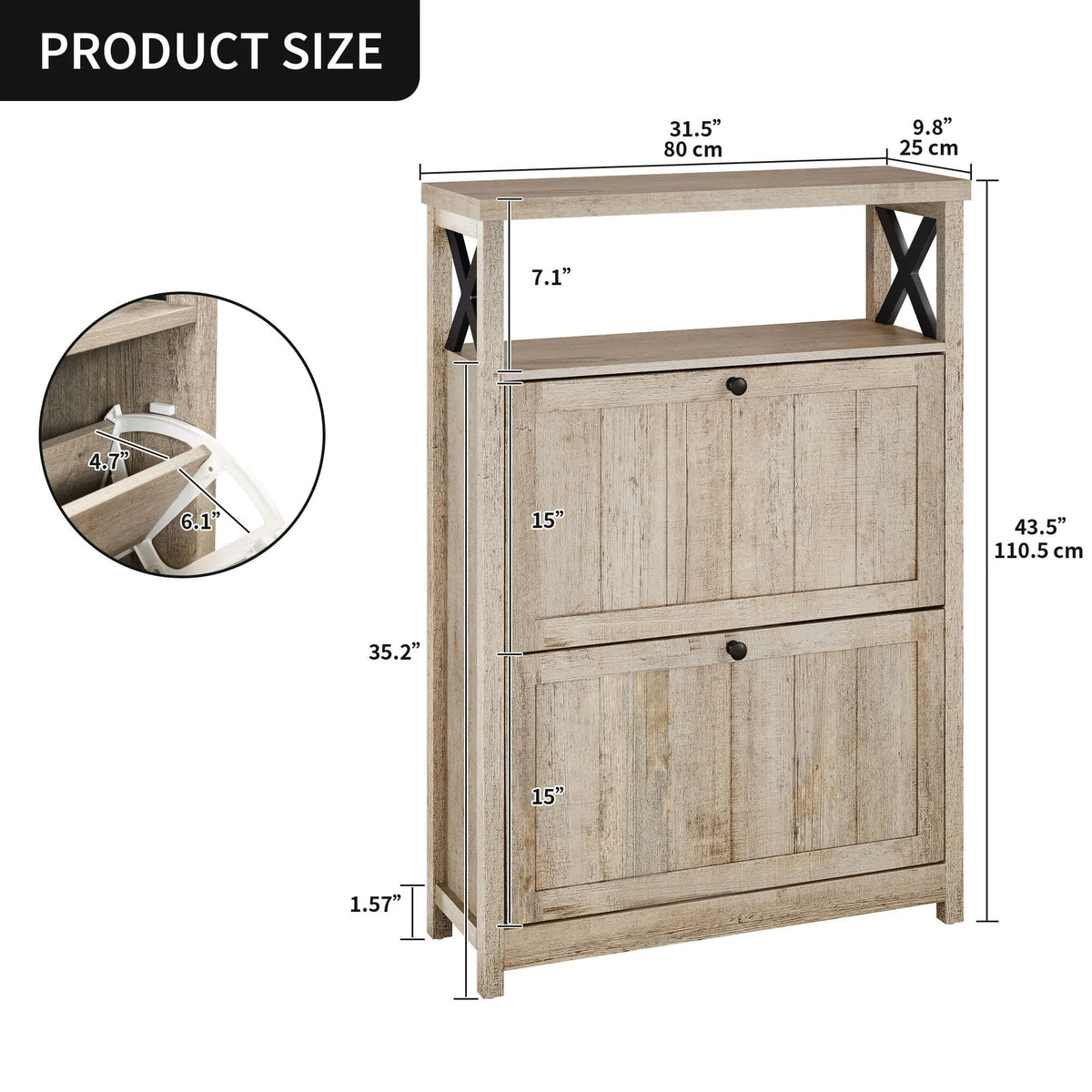 Shoe Storage Cabinet Organizer with 2 Compartments, Entryway and Hallway Shoe Cabinet