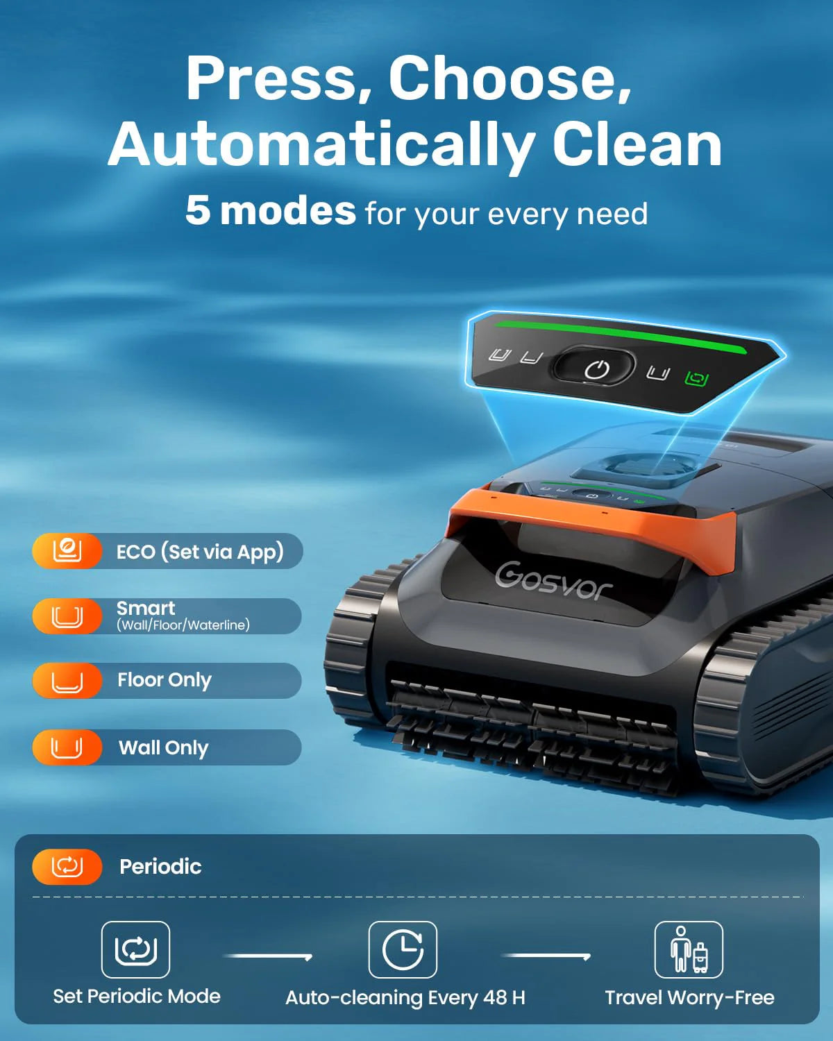 Cordless Robotic Pool Vacuum Cleaner, Smart Navigation with Wall and Waterline Cleaning
