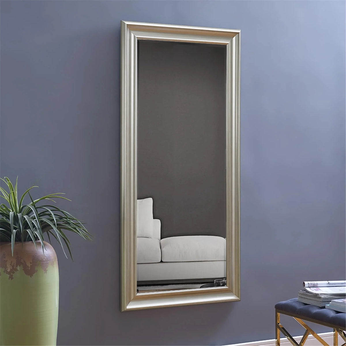 Tall Full Length Mirror, Oversized Rectangle Full Body Wall Mounted Mirror with Smooth Faux Wood Frame