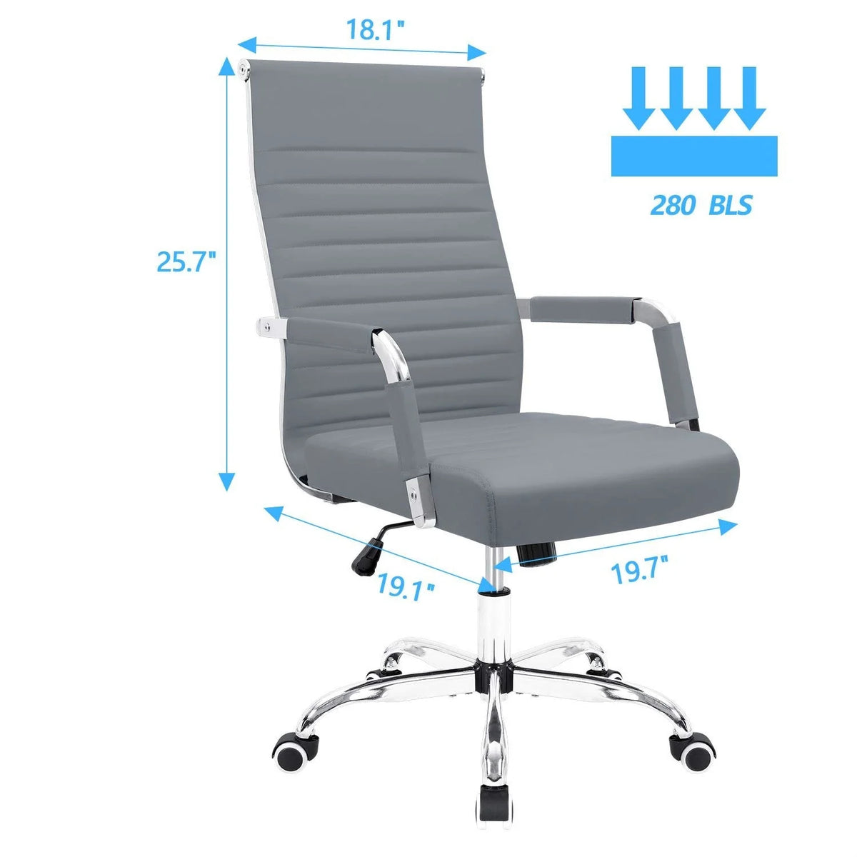 Ergonomic Ribbed Office Chair, Modern Computer Desk Chair with Comfortable Upholstered Seat for Home and Office