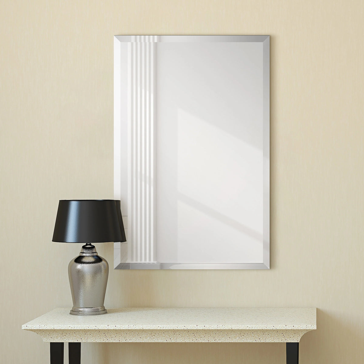 Frameless Beveled Prism Wall Mirror, Clear Square or Rectangular Decorative Mirror for Bathroom, Bedroom and Home Decor