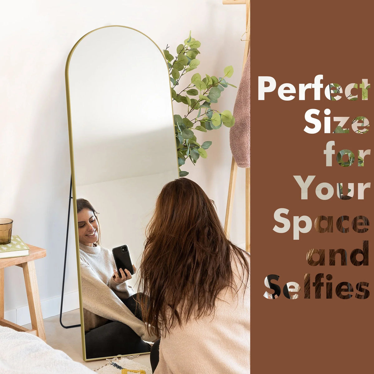 64x21 Full Length Floor Mirror, Large Full Body Aluminum Alloy Frame Standing Mirror with Stand and Wall Mount Option