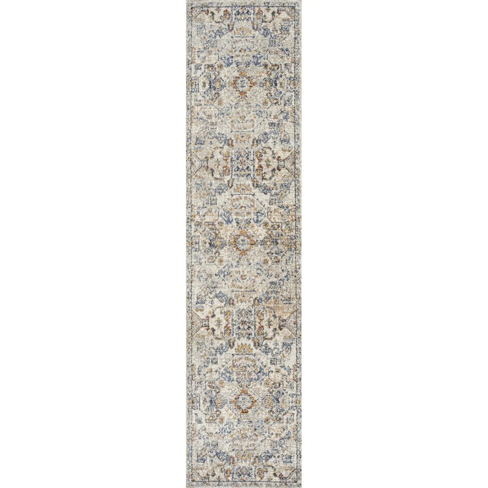 Bohemian Medallion Low-Pile Machine-Washable Area Rug, Cream and Terra