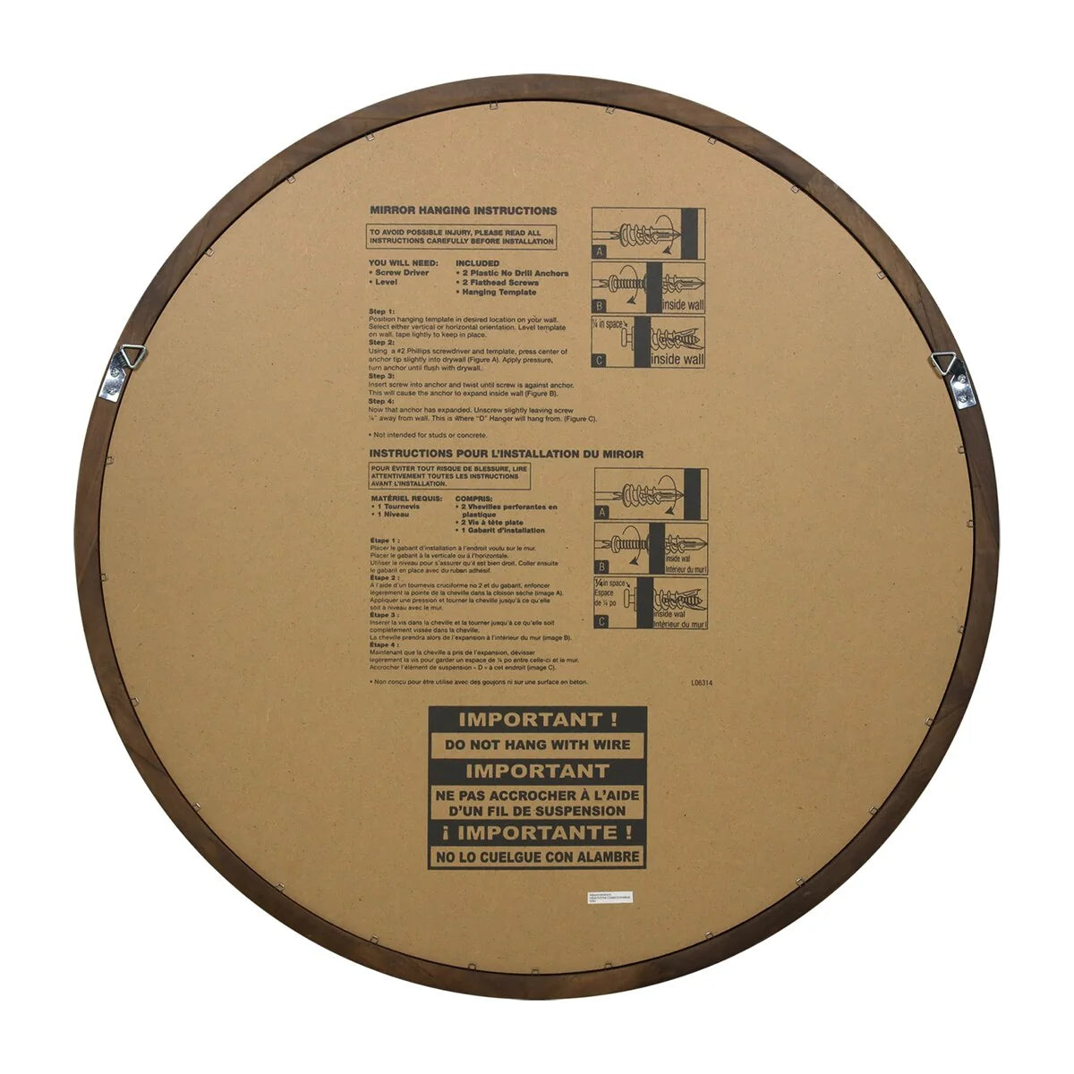 Classic Farmhouse Round Wall Mirror, Wooden Frame Decorative Accent Mirror for Living Room, Bedroom and Entryway