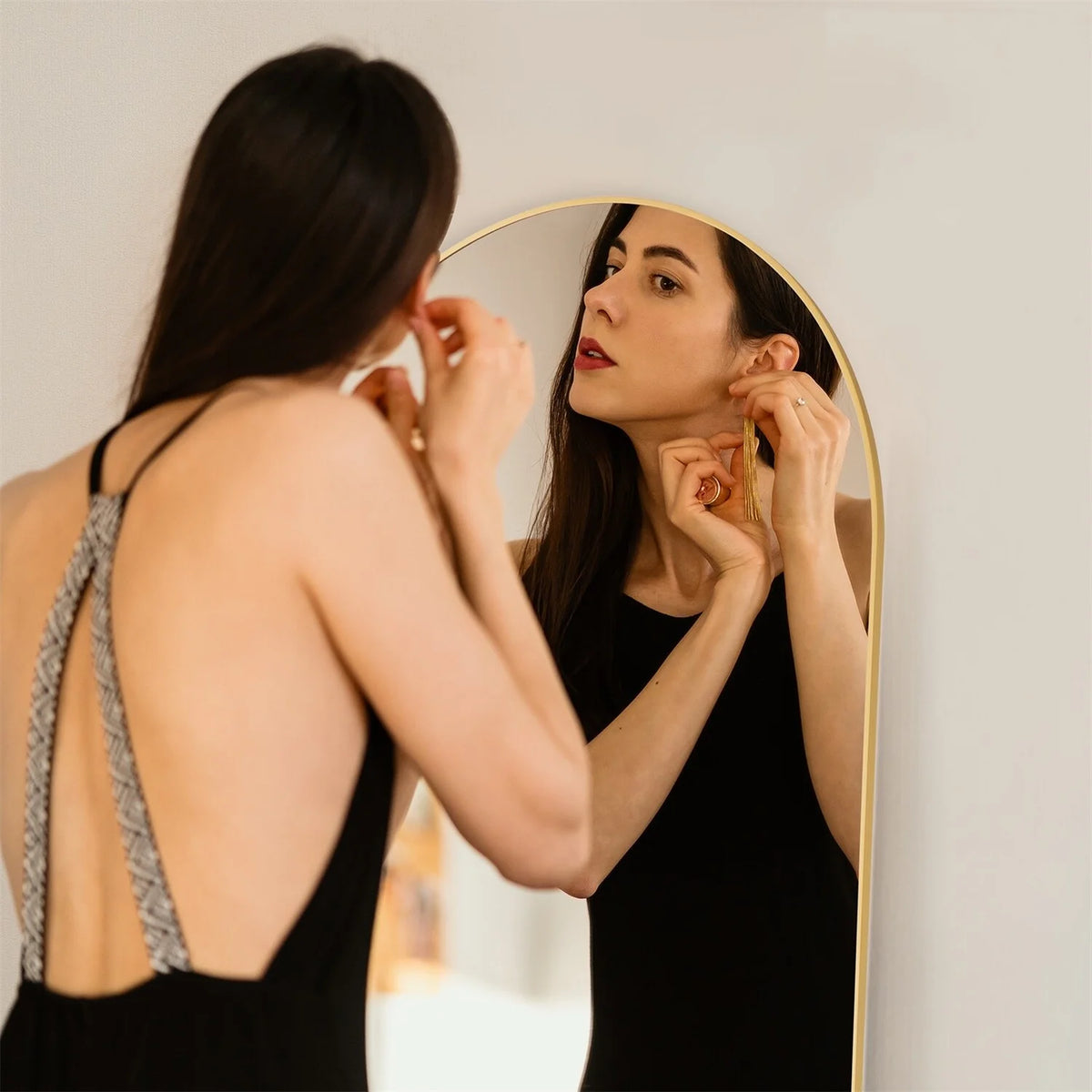 Full Length Mirror with Stand, Aluminum Alloy Frame Full Body Floor Mirror for Bedroom and Cloakroom