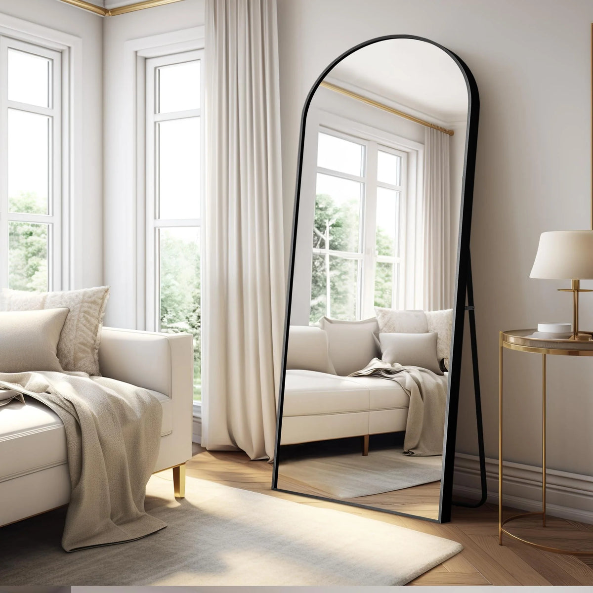 Arched Full Length Floor Mirror, Large Full Body Standing and Wall Mounted Mirror for Bedroom, Living Room and Home Decor