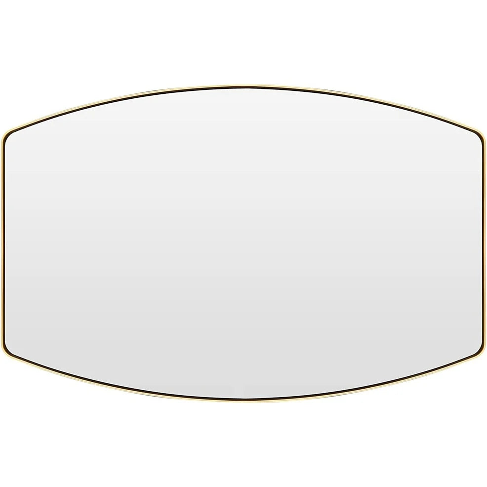 Modern Oblong Metal Wall Mirror, Decorative Elongated Hanging Mirror for Living Room, Bedroom and Entryway