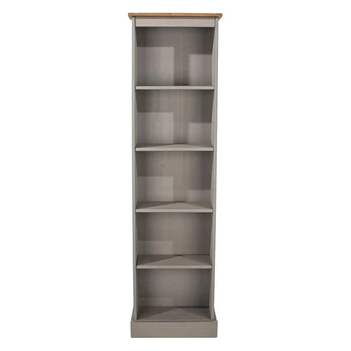 Tall Narrow Wood Bookcase, Slim Freestanding Bookshelf for Small Spaces, Home Office and Living Room