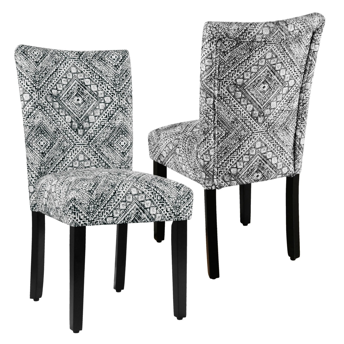 Set of 2 Upholstered Medallion Dining Chairs, Comfortable Parsons Style Chairs for Kitchen and Dining Room