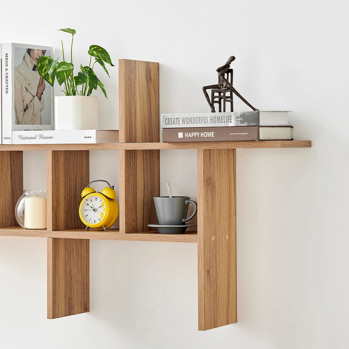 Cantilever Floating Wall Shelf, Modern Decorative Display Shelf for Living Room, Bedroom and Home Storage