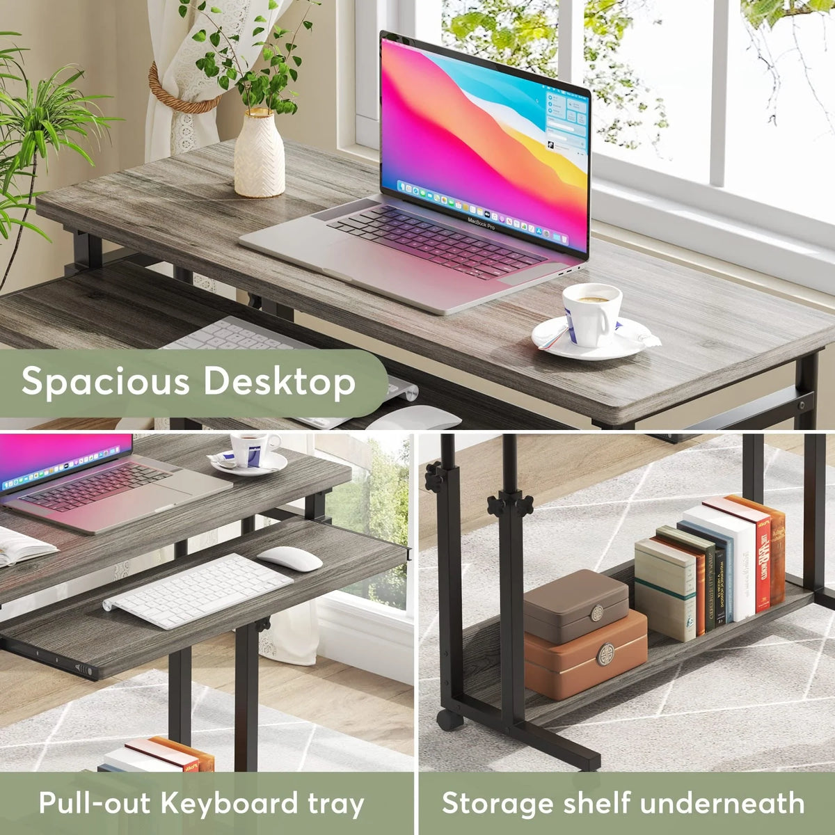 Height Adjustable Laptop Desk, Portable Sofa and Bed Table for Work and Study