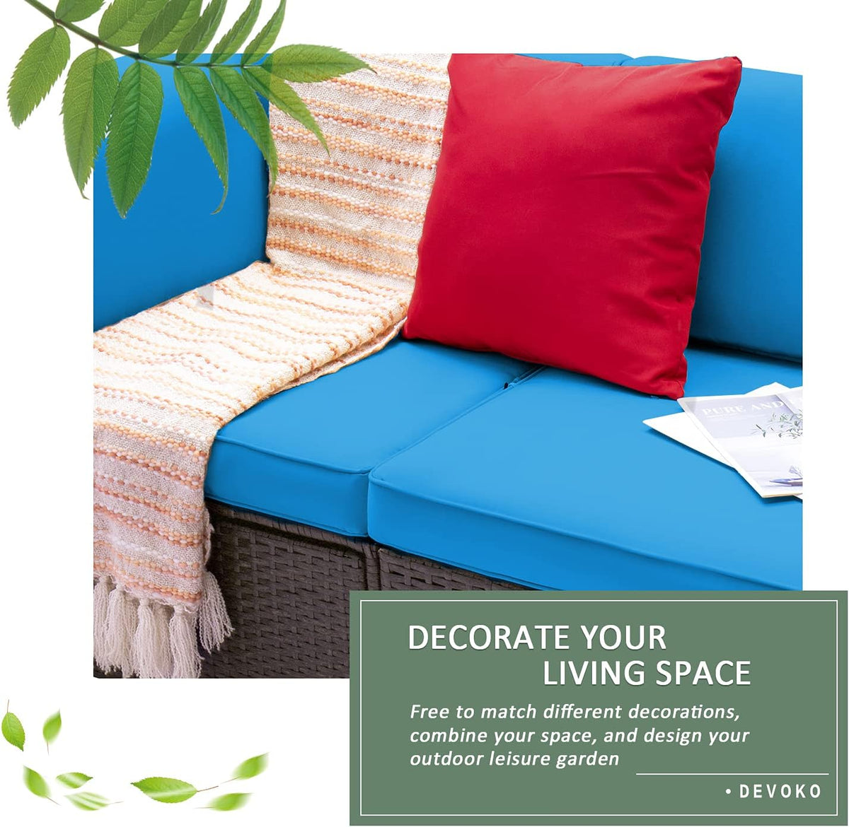 5-Piece All-Weather Patio Furniture Set with Cushions, Outdoor Wicker Conversation Sofa Set for Garden, Deck & Backyard