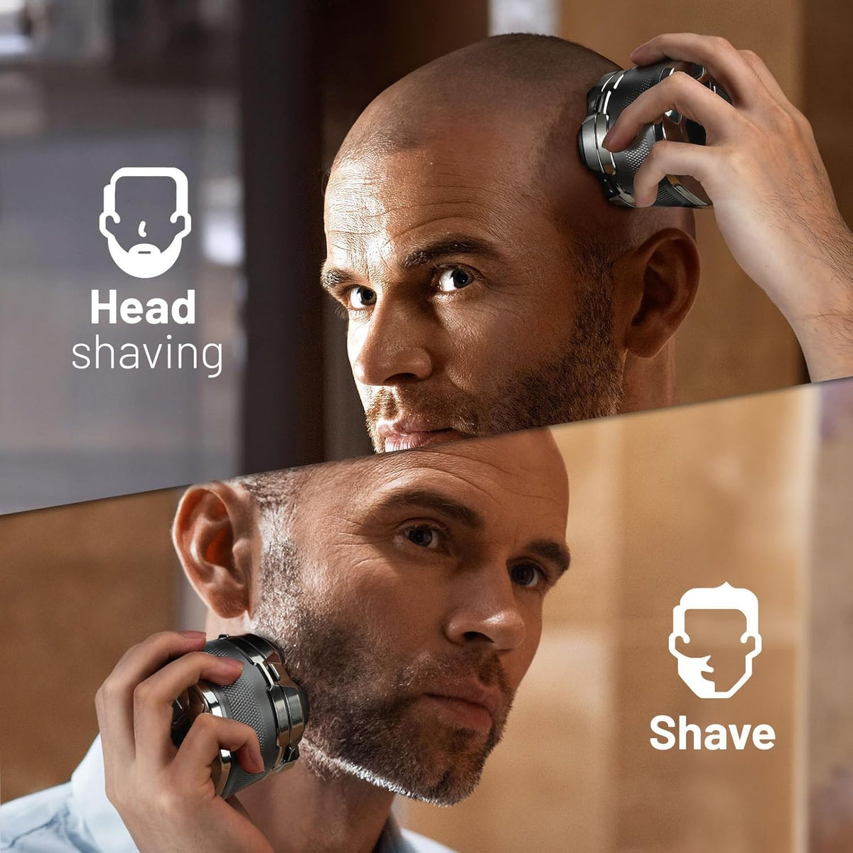 Waterproof Hypoallergenic Head & Face Shaver, Rechargeable Electric Razor for Men��s Scalp and Facial Grooming