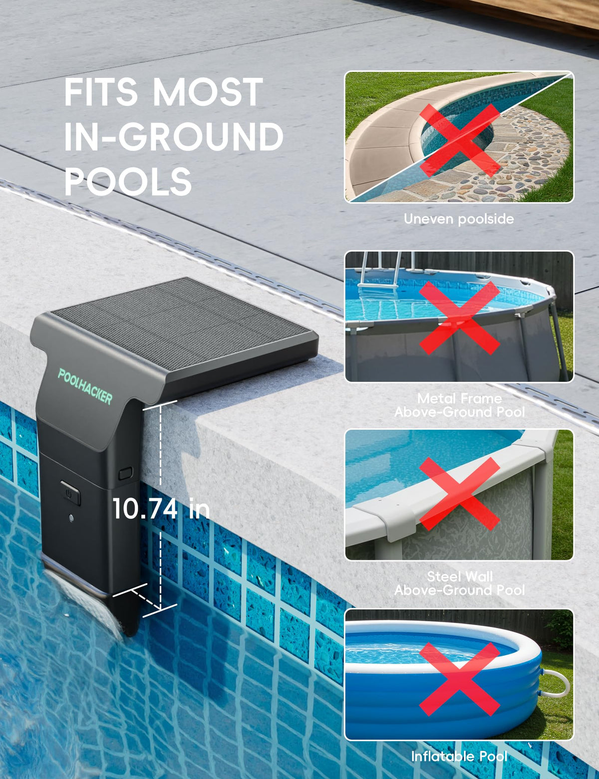 Solar Pool Lights for Steel Wall Above Ground Pools, Solar Powered LED Swimming Pool Lighting